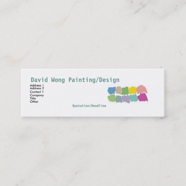 Colour paintbrush swatches Business Card -skinny (Front)