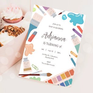 Colour Painting Art Party Birthday Invitation