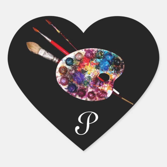 COLOUR PALETTE ,Black Heart Monogram Sticker (Front)