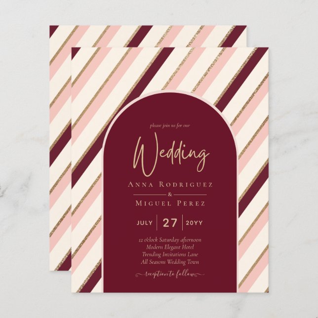 Colour Palette Burgundy Pink Gold Wedding (Front/Back)