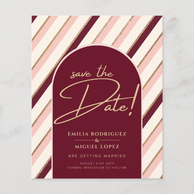 Colour Palette Burgundy Pink Gold Wedding Flyer (Front)