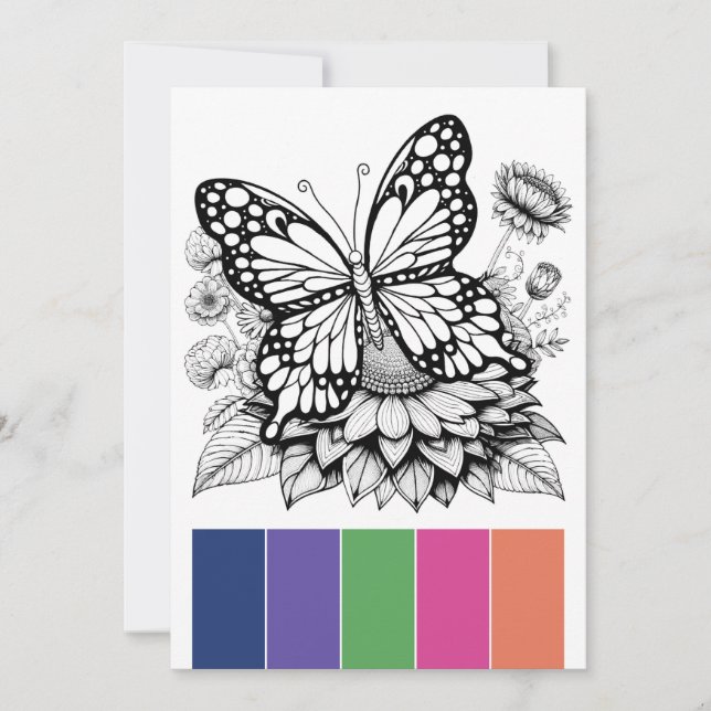 Colour Palette Butterfly Adult Colouring Cards  (Front)