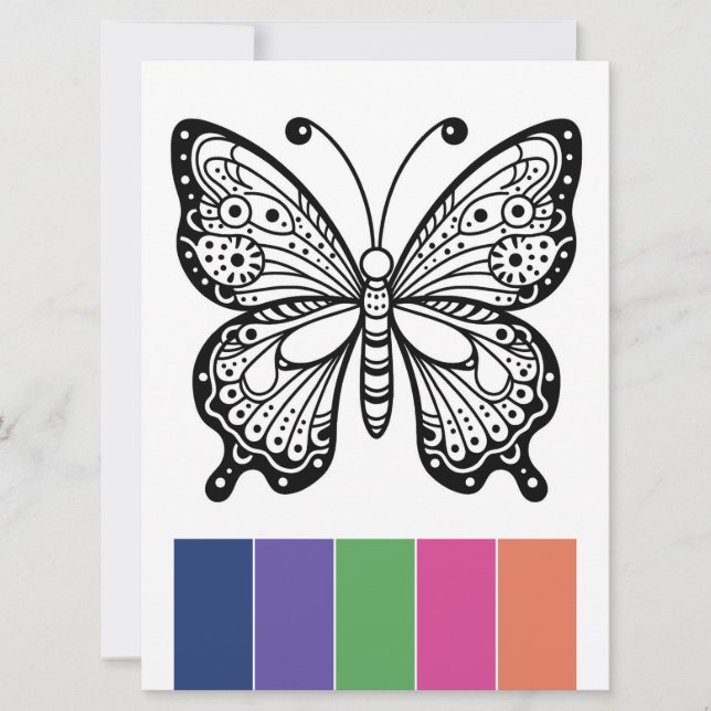 Colour Palette Butterfly Adult Colouring Cards  (Front)