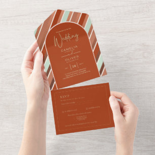 Colour Palette Cinnamon Sage Terracotta Wedding All In One Invitation