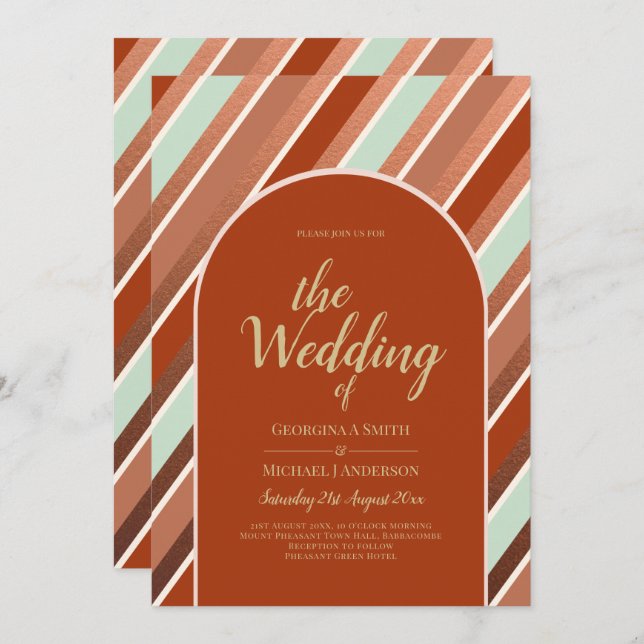 Colour Palette Cinnamon Sage Terracotta Wedding Invitation (Front/Back)