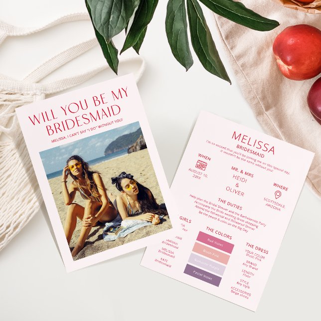 Colour Palette Photo Be My Bridesmaid Proposal Car Invitation (Creator Uploaded)