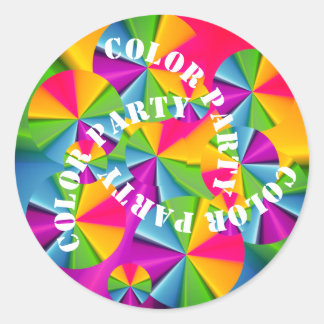 colour party classic round sticker