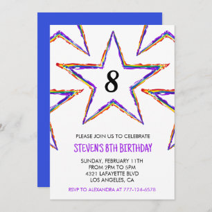 Colour party invitations Stars Rainbow primary kid