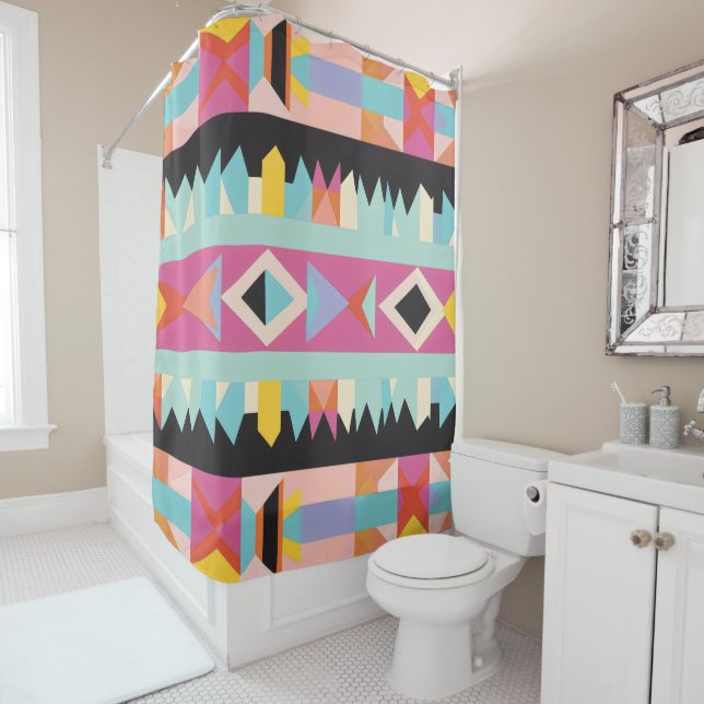Colour Pattern mix Shower Curtain (In Situ)