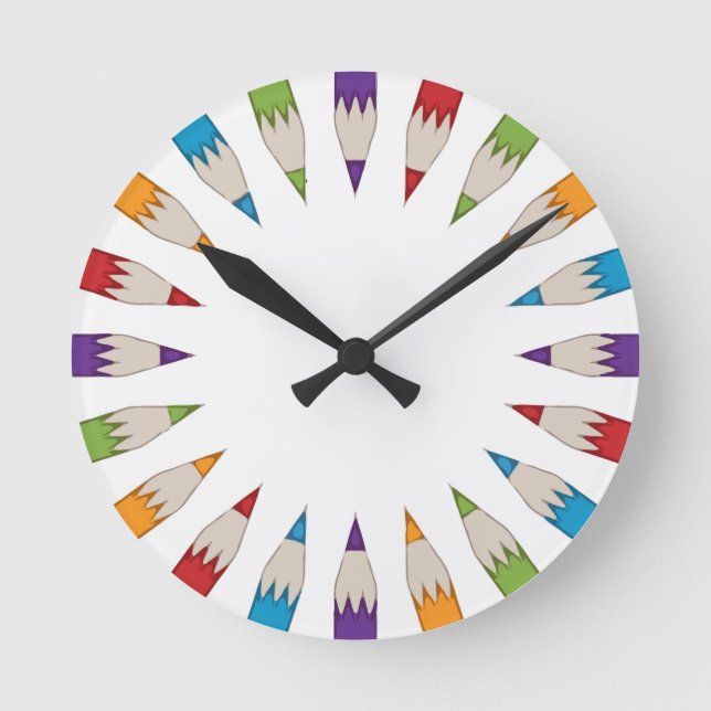 Colour pencil classroom clock (Front)