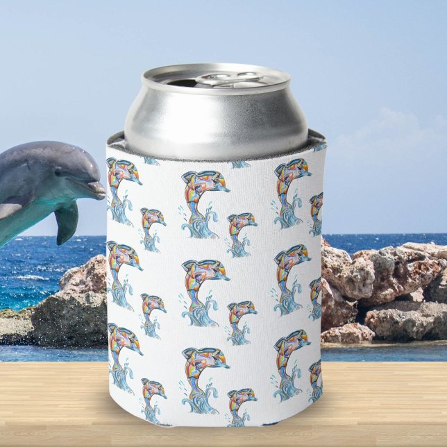 Colour Pencil Dolphins Pattern Can Cooler (Creator Uploaded)