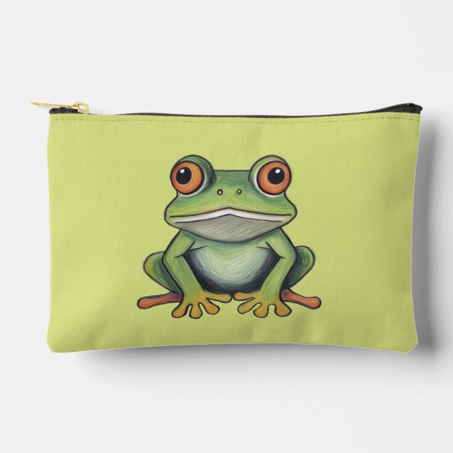 Colour Pencil Drawing Frog Accessory Pouch (Front)