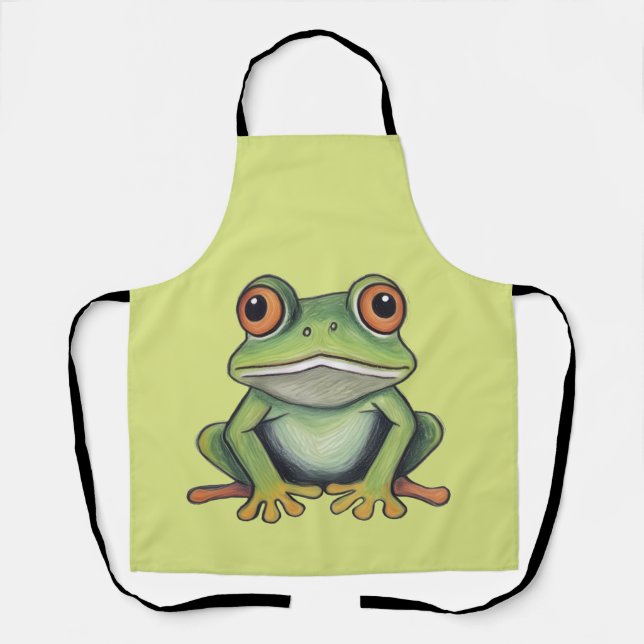 Colour Pencil Drawing Frog Apron (Front)