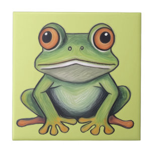 Colour Pencil Drawing Frog Ceramic Tile