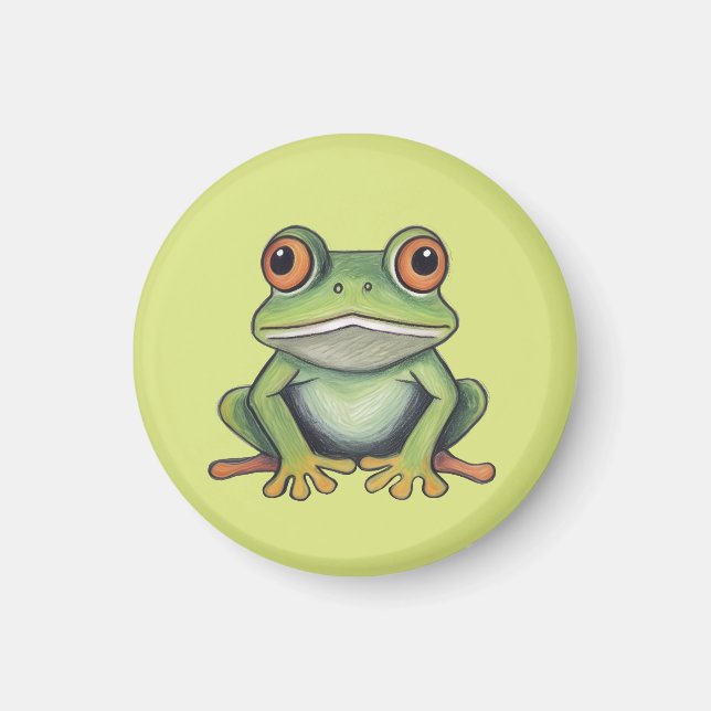 Colour Pencil Drawing Frog Magnet (Front)