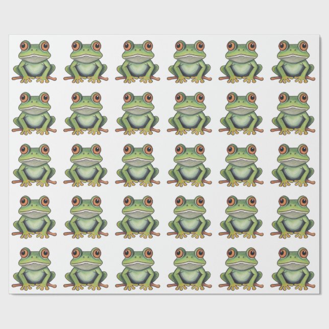 Colour Pencil Drawing Frog Wrapping Paper (Flat)