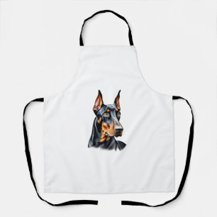 Colour pencil sketch of a Doberman Pinscher. Esse Apron