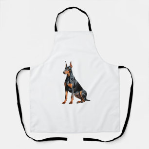 Colour pencil sketch of a Doberman Pinscher.  Esse Apron