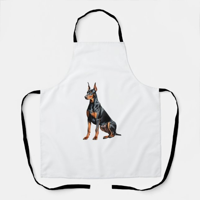 Colour pencil sketch of a Doberman Pinscher.  Esse Apron (Front)