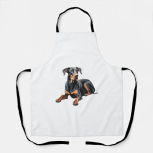 Colour pencil sketch of a Doberman Pinscher. Esse Apron