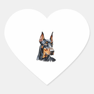 Colour pencil sketch of a Doberman Pinscher.  Esse Heart Sticker