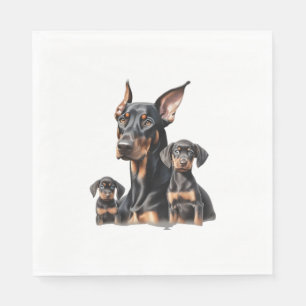Colour pencil sketch of a Doberman Pinscher. Esse Napkin