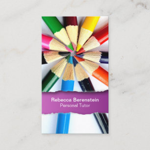 Colour Pencil Tutor Ripped Fuschia Business Card
