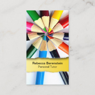 Colour Pencil Tutor Ripped Yellow Business Card