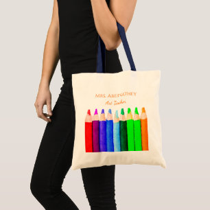 Colour Pencils Back To School Custom Teacher Name Tote Bag