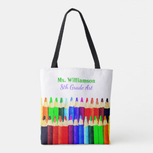 Colour Pencils Back To School Custom Teacher Name Tote Bag