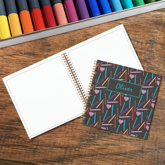 Colour Pencils Doodle Personalised Kid Sketchbook Notebook (Creator Uploaded)
