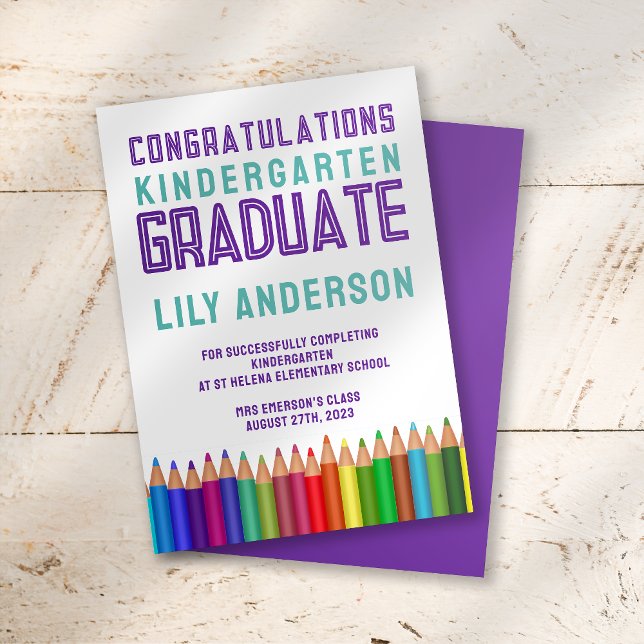 Colour Pencils Kindergarten Graduation  Announcement (Creator Uploaded)
