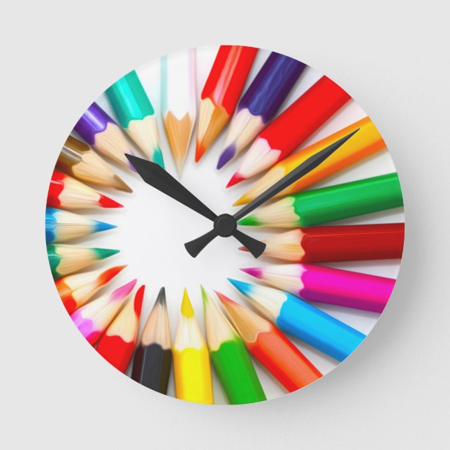 Colour Pencils Round Clock (Front)
