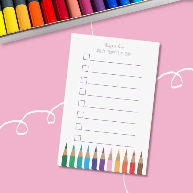Colour Pencils Teacher To Do List Post-It Notes (Colored pencils teacher classroom to-do list post-it notes .)