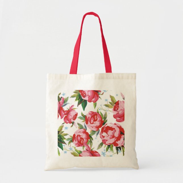 Colour Peony Seamless Pattern Tote Bag (Front)