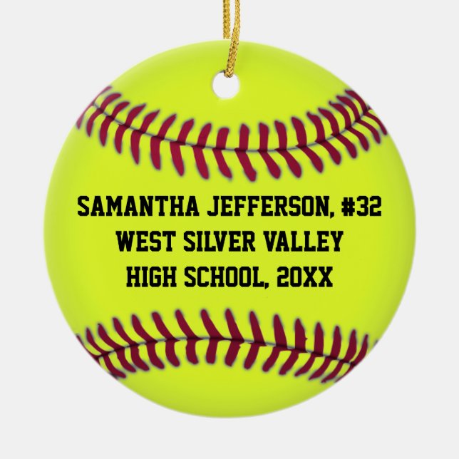 Colour Photo Softball Sports Ceramic Ornament (Front)