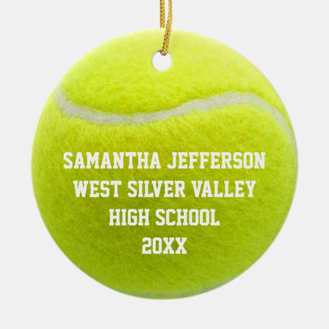 Colour Photo Tennis Ball Sports Ceramic Ornament (Front)
