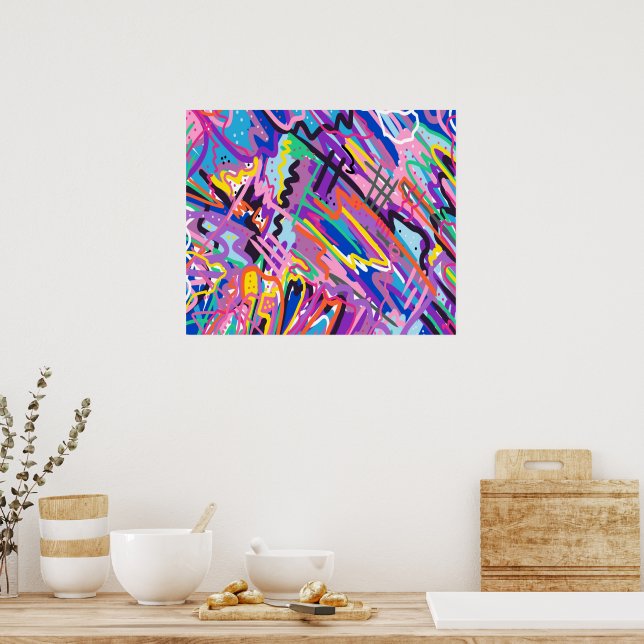 Colour Play Abstract Art Poster (Kitchen)