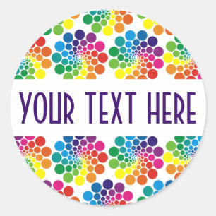 Colour Points Circle Pattern + your backgr. & text Classic Round Sticker