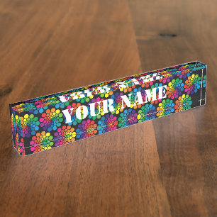Colour Points Circle Pattern + your backgr. & text Nameplate