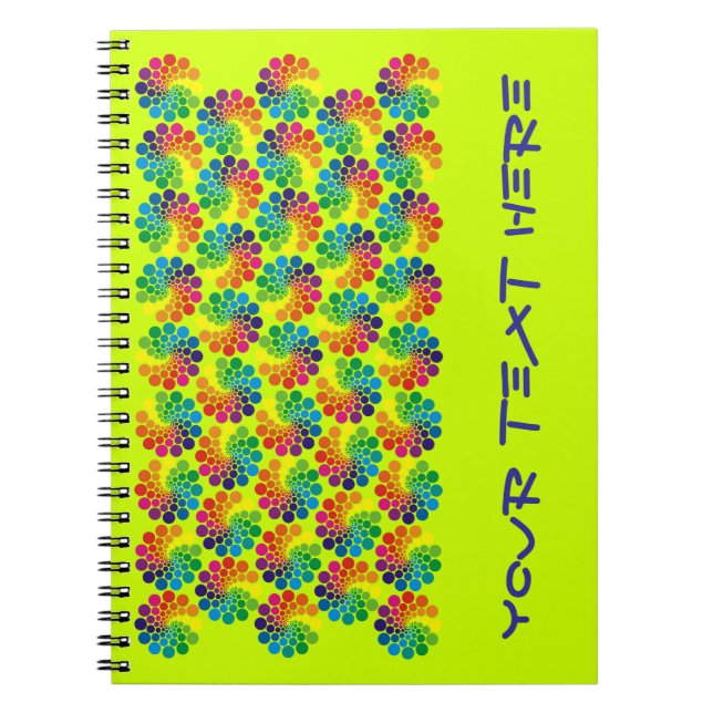 Colour Points Circle Pattern + your backgr. & text Notebook (Front)