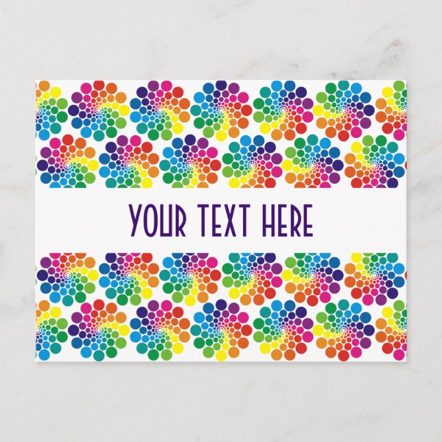 Colour Points Circle Pattern + your backgr. & text Postcard (Front)
