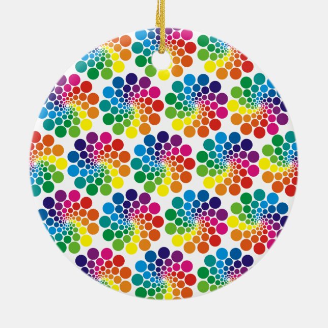 Colour Points Circle Pattern + your background Ceramic Tree Decoration (Back)