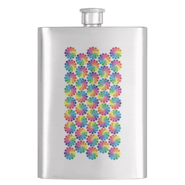 Colour Points Circle Pattern + your background Hip Flask (Front)