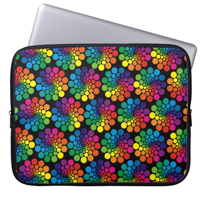 Colour Points Circle Pattern + your background Laptop Sleeve (Front)