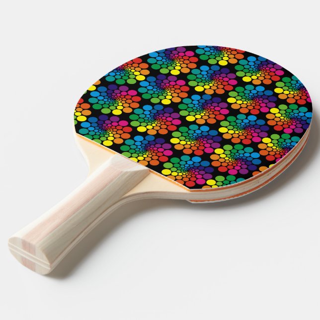 Colour Points Circle Pattern + your background Ping Pong Paddle (Front Angle)