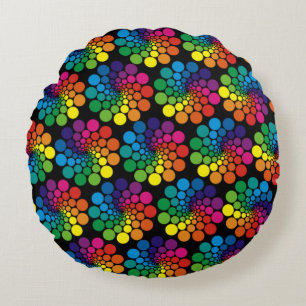 Colour Points Circle Pattern + your background Round Cushion