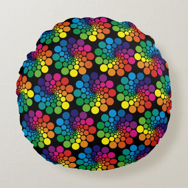 Colour Points Circle Pattern + your background Round Cushion (Front)