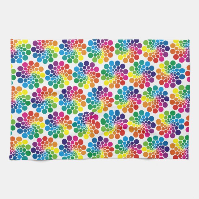 Colour Points Circle Pattern + your background Tea Towel (Horizontal)