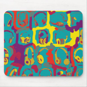 colour pop art dj headphones mouse pad